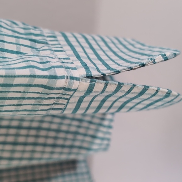 Rebecca Malone Blue Check With Embroidered Flowers Blouse Size L - Picture 5 of 6